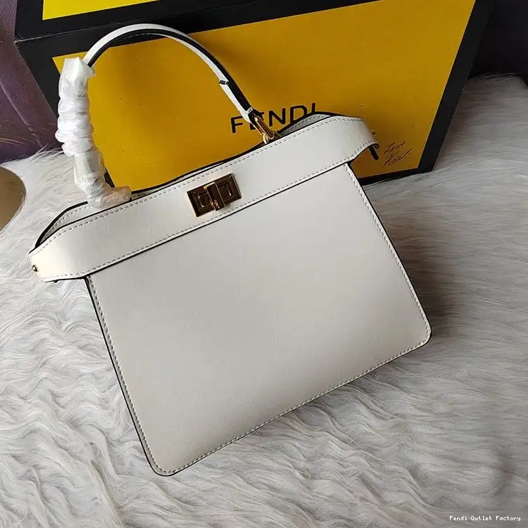 Cheap HOT Peekaboo White Fendi Bag ISeeU Leather In Petite Nappa 0403